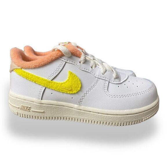 Nike Air Force 1 Toddler 5C White Yellow Strike-Phantom DV2200-100 New - Picture 2 of 9
